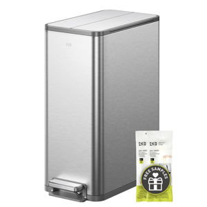 EKO X-Wing 50L / 13.2 Gallon Slim Step Trash Can, Stainless Steel Kitchen Garbage Bin with Dual Wing Lid, Soft Close, Removable Inner Bucket for Kitchen or Home