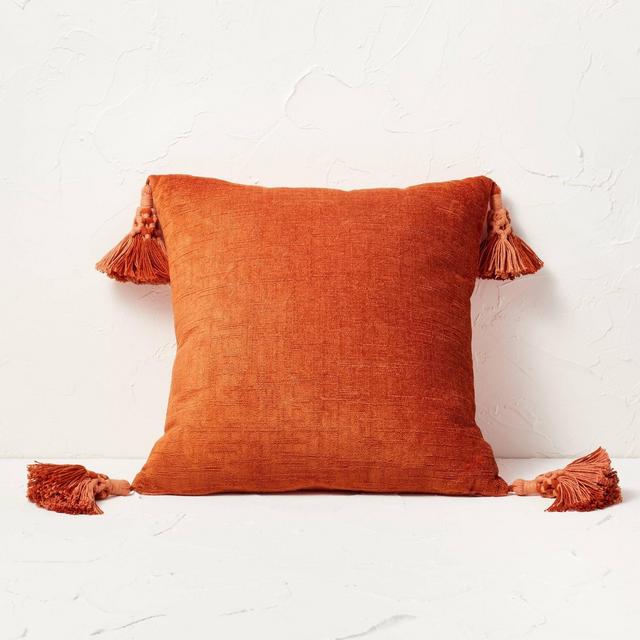 Oblong Traditional Tweed Decorative Throw Pillow Natural Brown - Threshold™