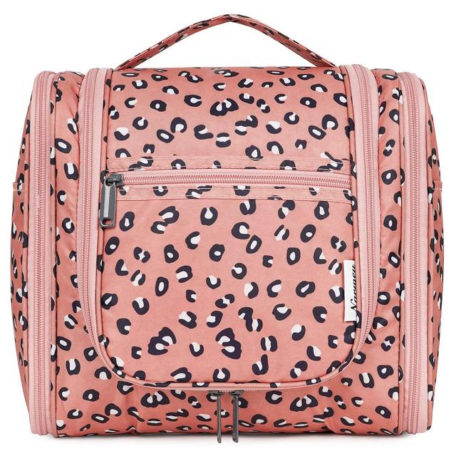 Hanging Travel Toiletry Bag Cosmetic Make up Organizer for Women and Men (Large, Orange Leopard)