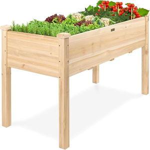 Best Choice Products 48 x 24 x 30 Inches Raised Garden Bed, Elevated Wood Planter Box Stand for Backyard, Patio, Balcony with Bed Liner, 200 Pound Capacity - Natural