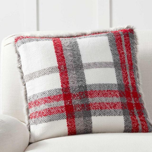 Graham Plaid w/ Faux Fur Back Pillow Cover, 18", Multi