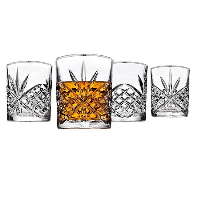 Godinger Old Fashioned Glasses, Beverage Glass Cups - Dublin, Platinum Rim, Set of 4