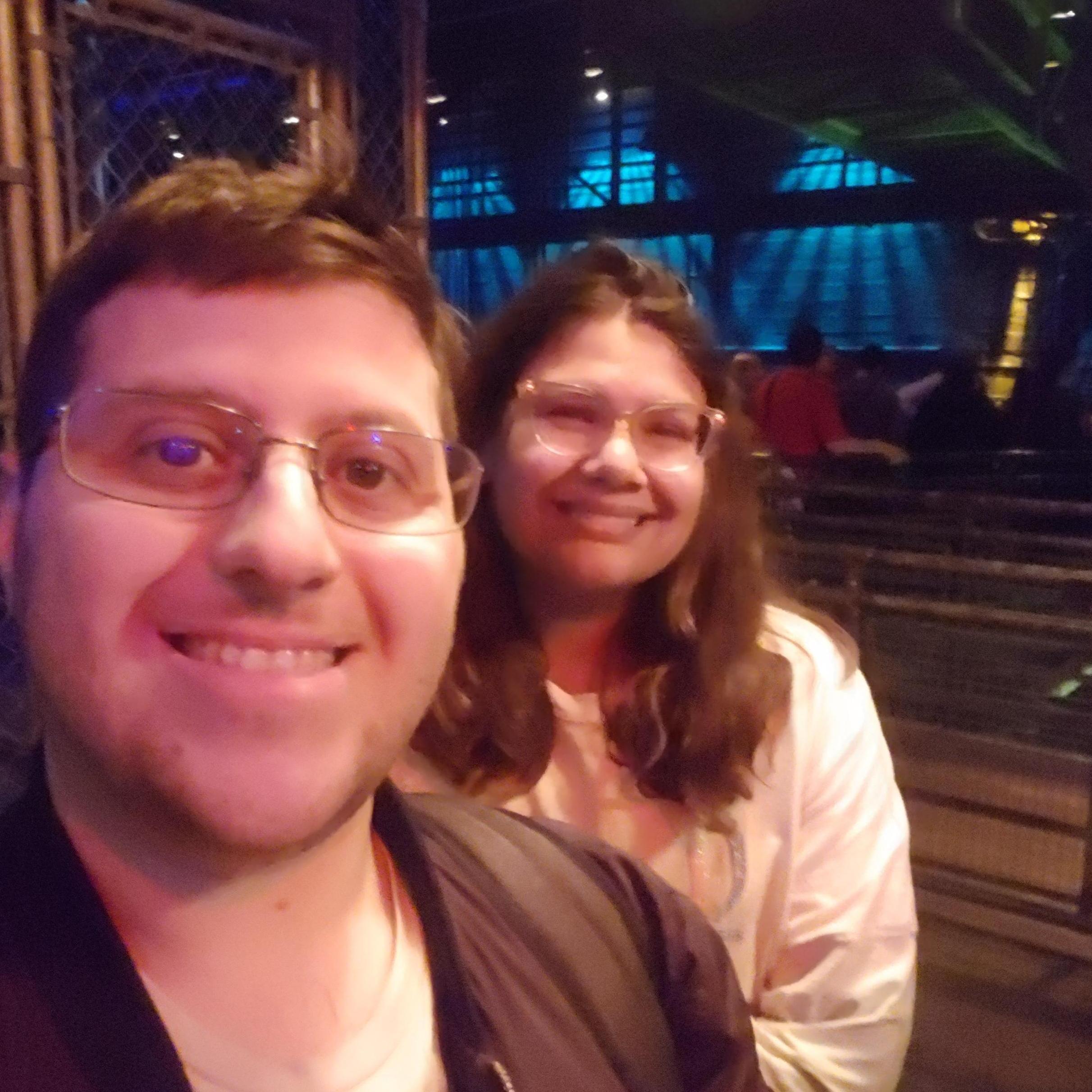 One of our trips to Disneyland, waiting on the line for Guardians of the Galaxy: Mission Breakout!