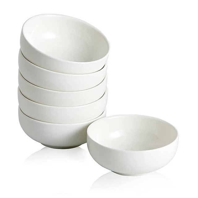 Swuut Ceramic Pinch Bowls,4oz Mini Bowls Set,Dipping Soy Sauce Dish Bowls,Set of 6 (White)