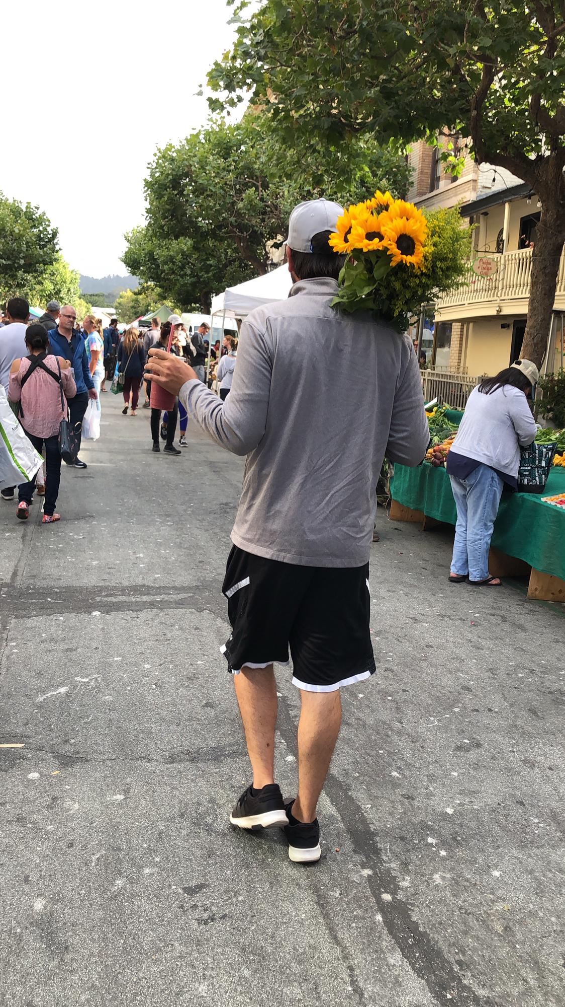 Chris is the best sunflower holder.
