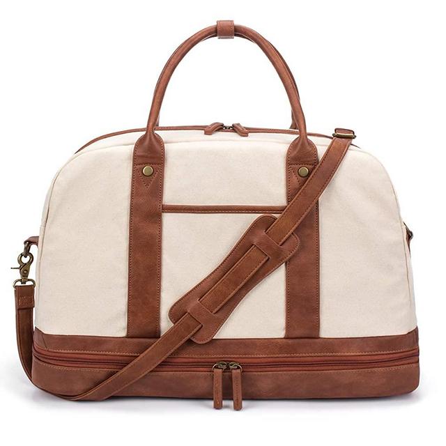 Weekender Bag for Women Canvas Overnight Bag Large Travel Tote Bag Carry on Shoulder Duffle Bag With Shoe Compartment,Perfect for Travel/Daily Use/Birthday Gift
