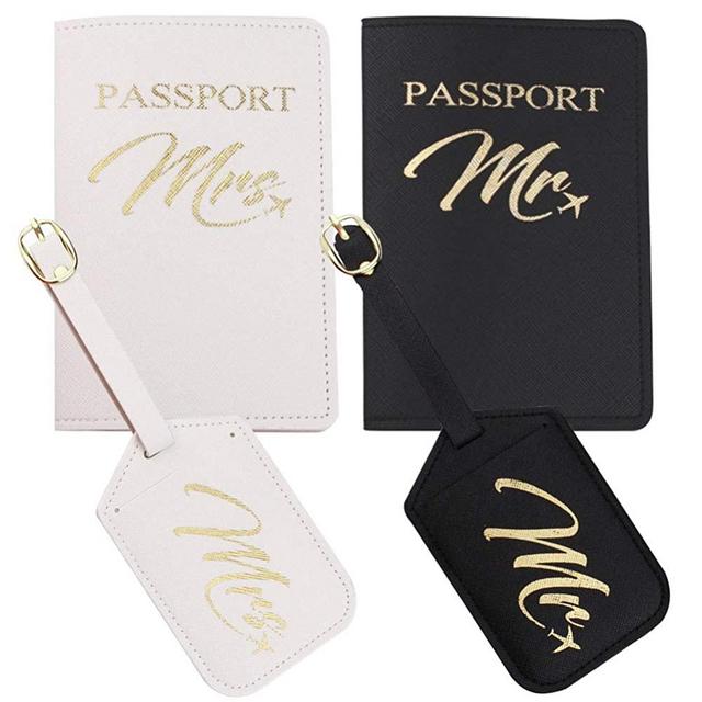 Snogisa Mr and Mrs passport holder and luggage tags gift set, Wedding Gifts for Couple,Honeymoon Travel Luggage,Best Bridal Shower and Engagement Gifts