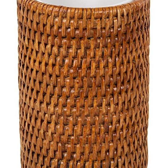 Kouboo La Jolla Rattan Bathroom Tumbler and Toothbrush Holder (10fl.oz.), Honey-Brown