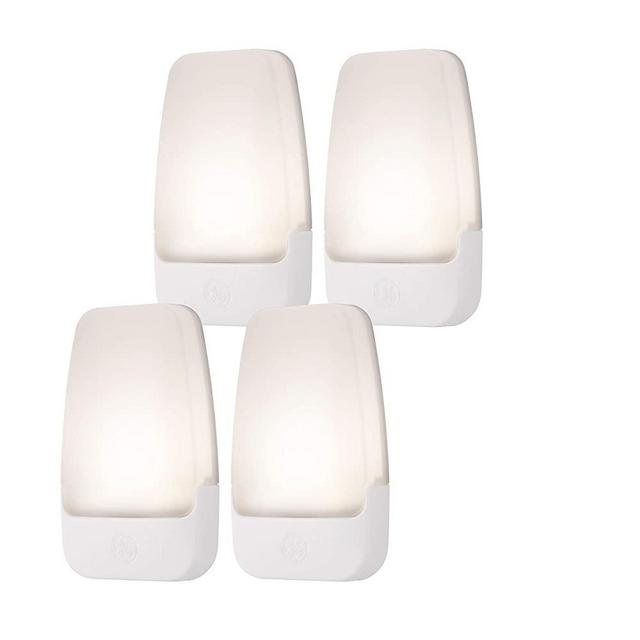 GE, White, Automatic LED Night Light, 4 Pack, Plug-in, Dusk-to-Dawn Sensor, Soft Glow, UL-Listed, Ideal for Bedroom, Nursery, Bathroom, Hallway, 46882, 4