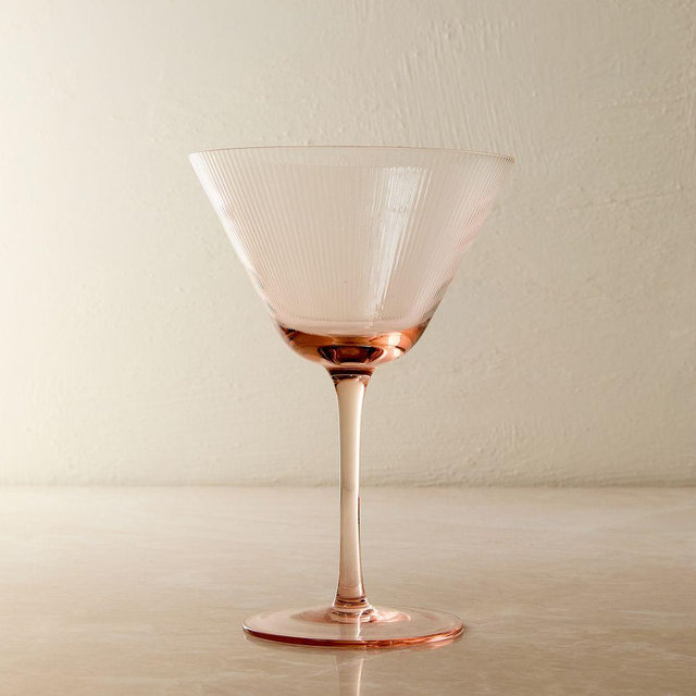Fluted Glassware, Martini Glass, Blush, Set of 4