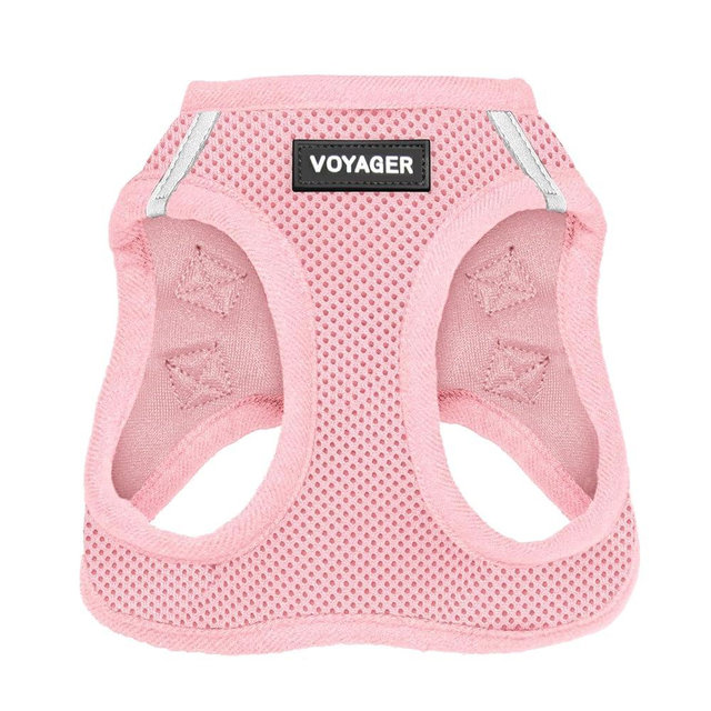 Best Pet Supplies Voyager Step-in Air Harness - All Weather Mesh, Reflective, No Pull Harness for Dogs, Cats - Secure with Hook & Loop Fastener, Buckle, Double D-Rings - Pink, S