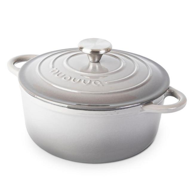 Cast Iron Dutch Oven with Lid – Non-Stick Ovenproof Enamelled Casserole Pot – Sturdy Dutch Oven Cookware – Grey, 3.1-Quart, 22cm – by Nuovva