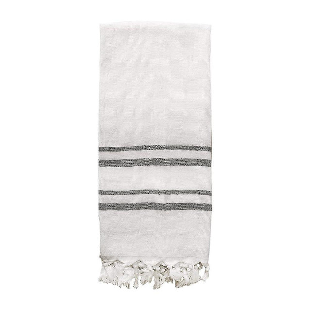 Sweet Water Decor Turkish Hand Towel with 60% Rayon derived from Bamboo & 40% Turkish Cotton - Large Size 19 x 35 Dish Towel for Home & Kitchen - Bathroom & Cotton Towel - Haley Two Black Stripes