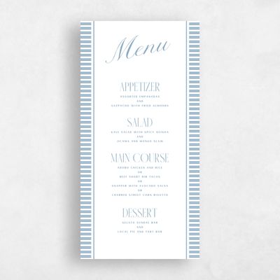 Dusty Blue Wedding Menu - Connell