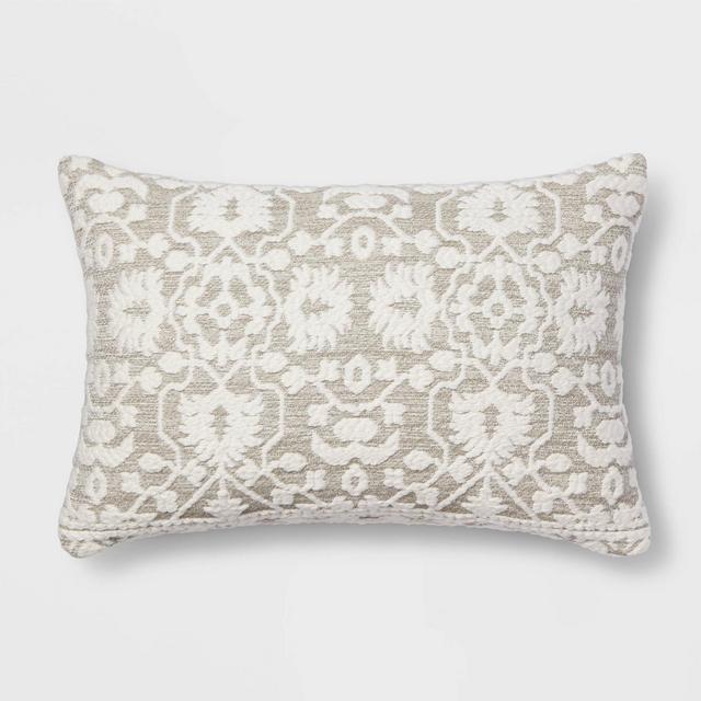 Cotton Textured Lumbar Throw Pillow Sage/Cream - Threshold™