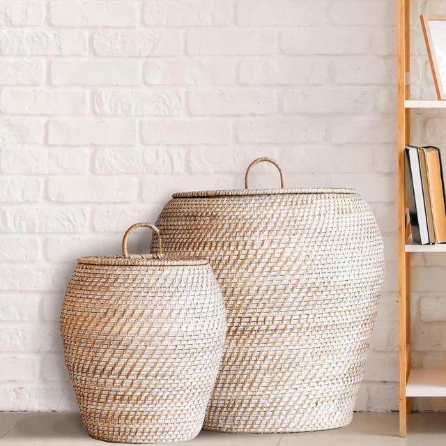 Bloomingville AH0324 Rattan Baskets, White