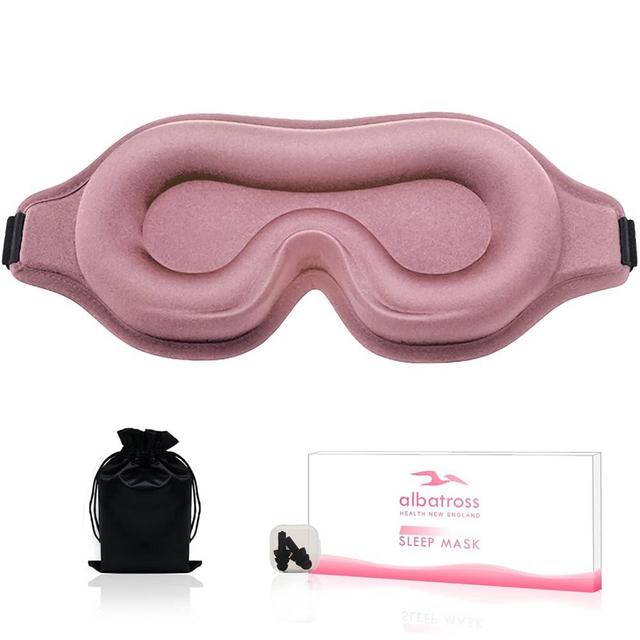 Sleep Mask for Men Women, Upgraded 3D Contoured Cup Eye mask Blindfold, Block Out Light, Eye mask with Adjustable Strap, Breathable & Soft for Sleeping, Yoga, Traveling (Pink)