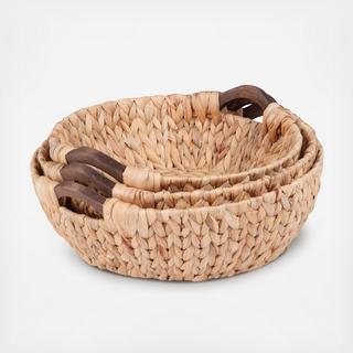 Round 3-Piece Water Hyacinth Basket Set