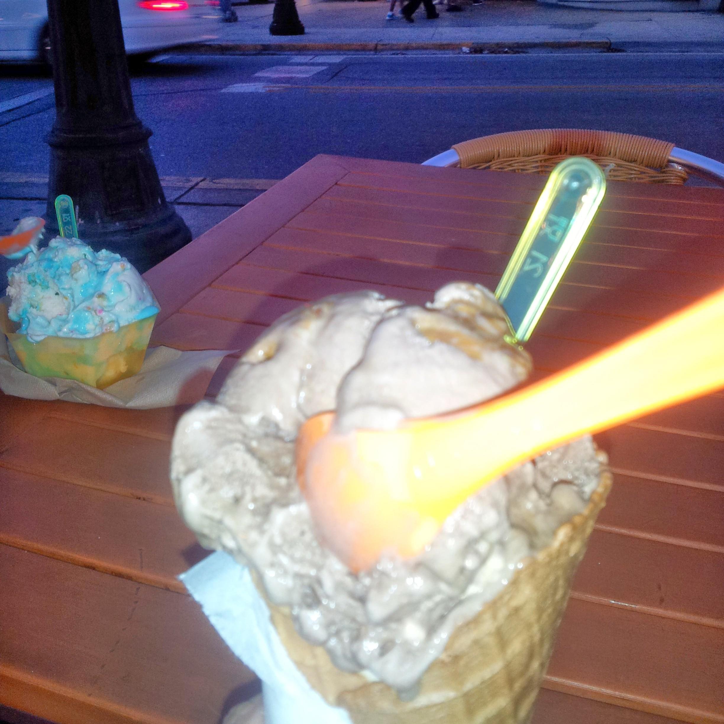 Having ice cream at our favorite spot in Key West and people watch.