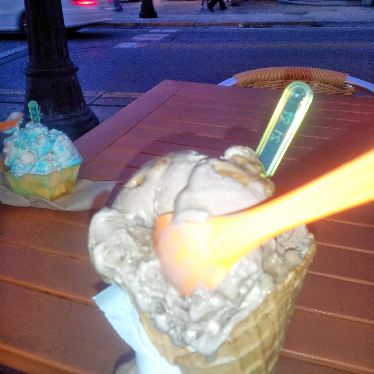 Having ice cream at our favorite spot in Key West and people watch.