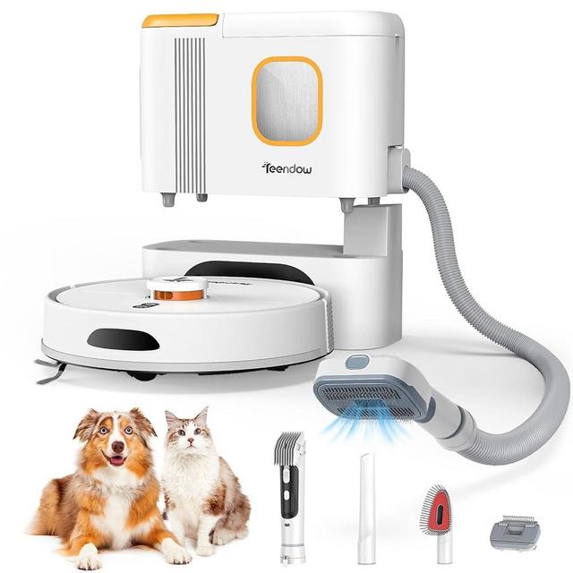 Teendow D20S Max+ Robot Vacuum and Mop, Specifically Handling Pet Hair Design, 6000Pa Max Suction, with Self-Empty Dock, 10 Weeks Hands-Free Cleaning, PreciSense LiDAR Navigation, App & Voice Control