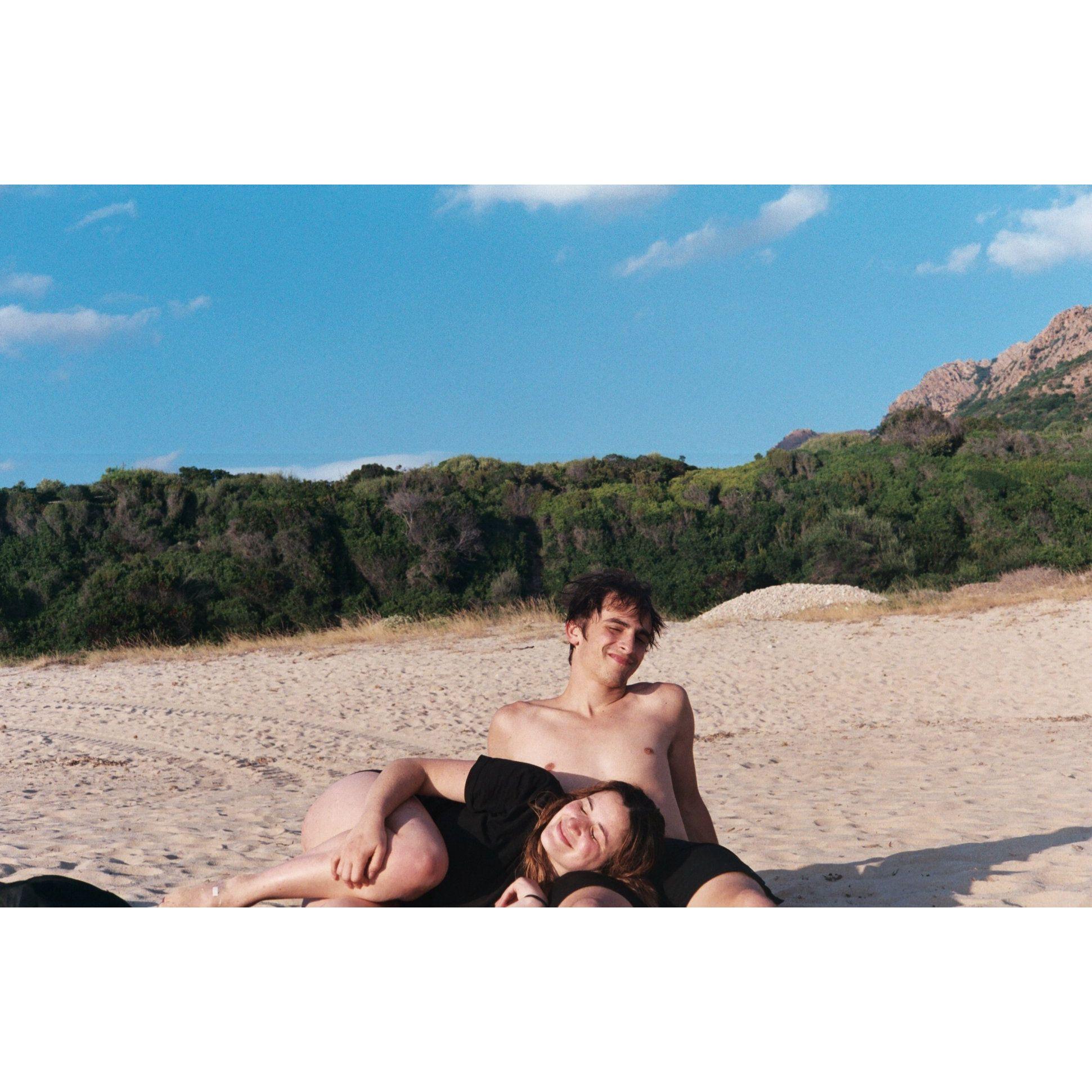 Delirious and happy in Corsica after spending several hard nights sleeping on the beach!