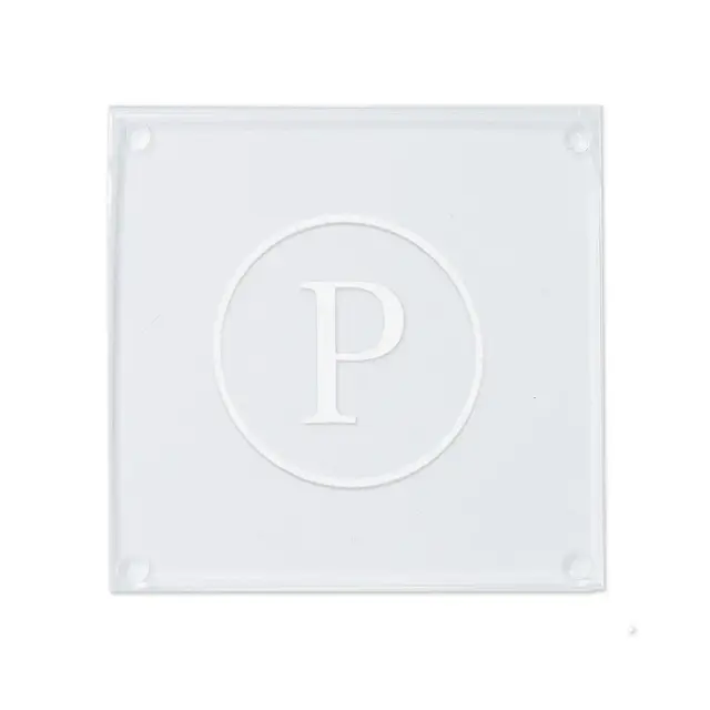 Personalization Mall Classic Celebrations Engraved Initial Glass Coaster, P