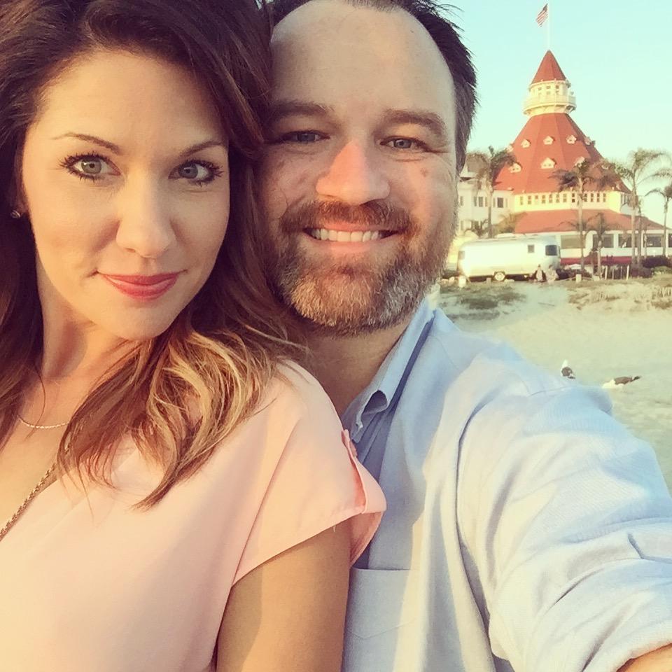 Chilling on the beach at the Hotel Del Coronado in July 2017.