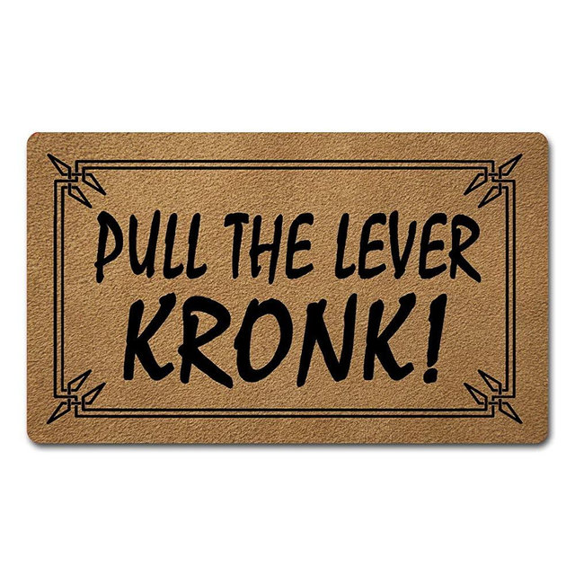 Funny Welcome Mat with Rubber Back 30"(L) x 18"(W)Pull The Lever Kronk Funny Doormat With Saying for Entrance Way Indoor Decor Mats for Front Porch Door Mat No Slip Kitchen Rugs and Mats Novelty Gift