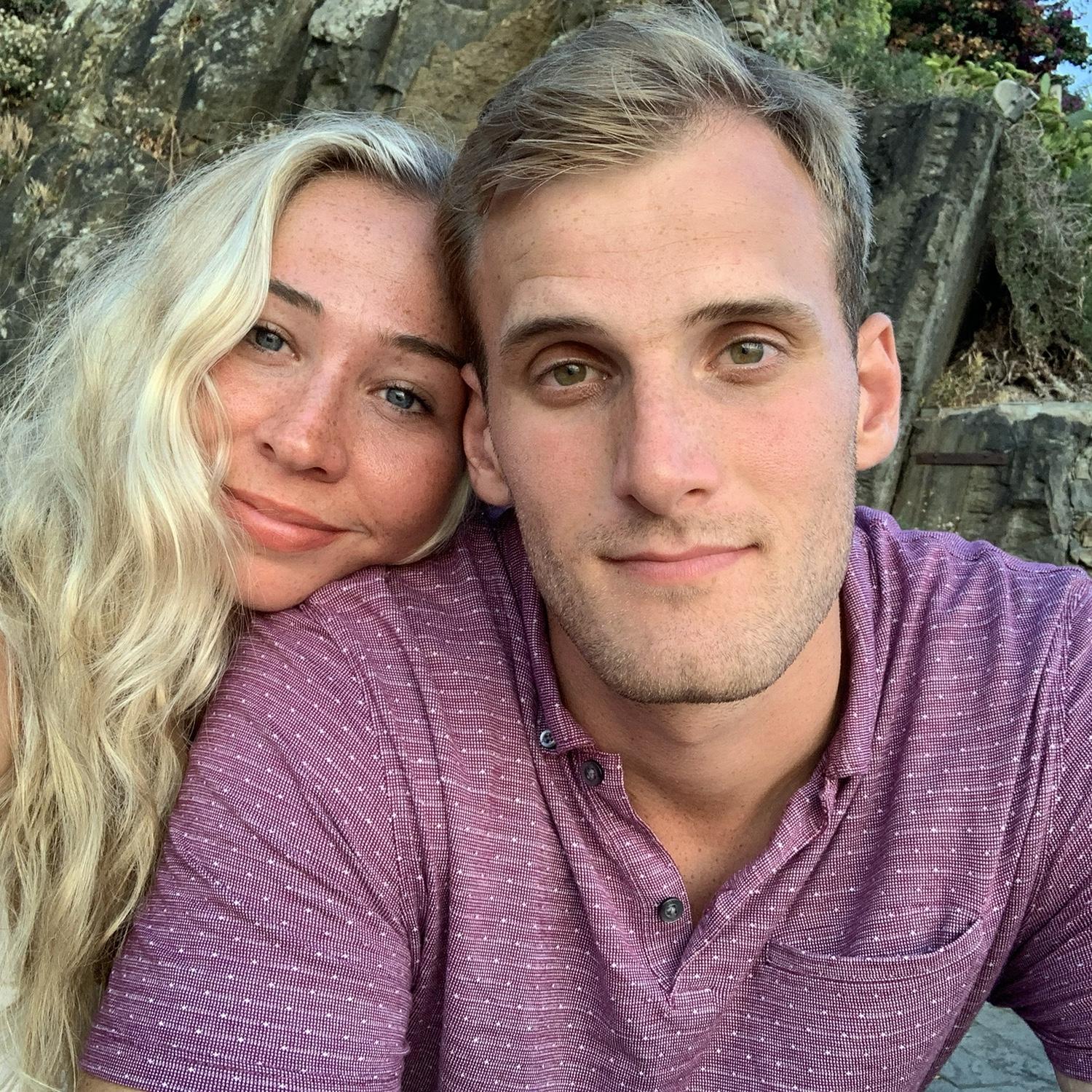 Post Vino & Pizza while watching the sunset in Cinque Terre, Italy
