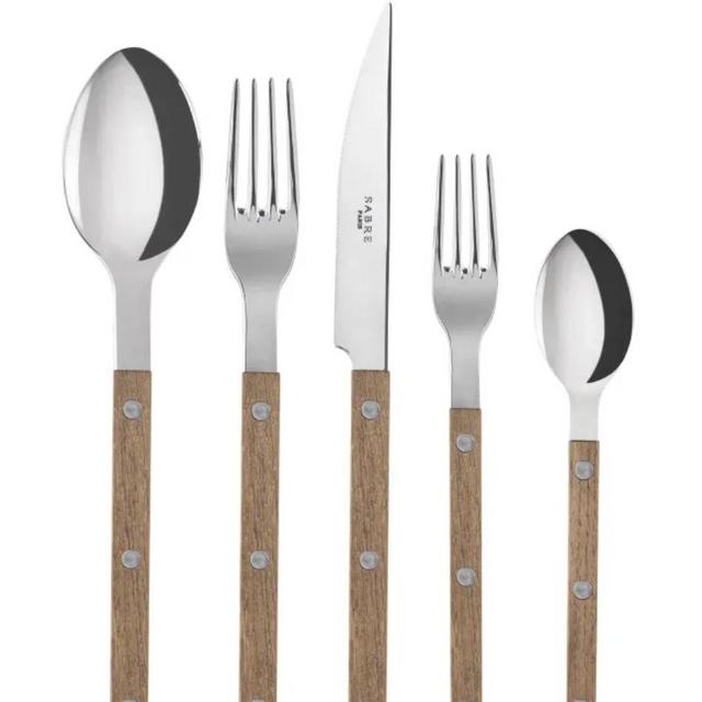 Sabre - Bistrot Shiny Teak 5-Pc Setting (Dinner Knife, Dinner Fork, Soup Spoon, Salad Fork, Teaspoon)