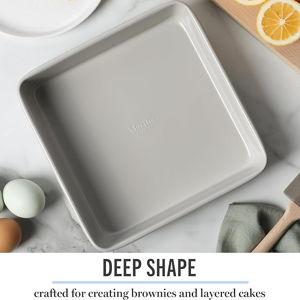 Martha Stewart Gallen 9 Inch Square Nonstick Carbon Steel Cake Pan - Cool Grey