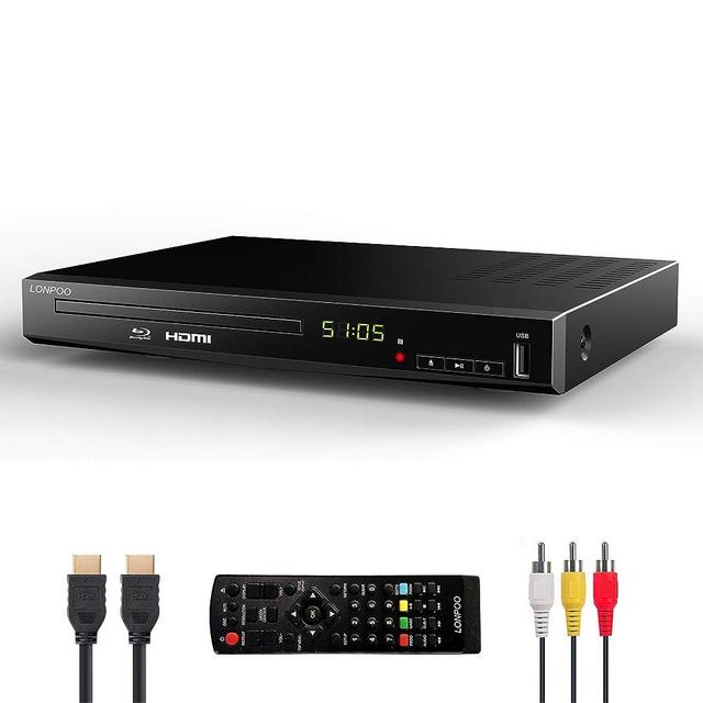 HD Blu-Ray Disc Player for TV with HDMI and AV Cables, Upscaling TV CD DVD Player 1080P, Built-in PAL NTSC, HDMI Output, AV Output, Coaxial Output, USB Input