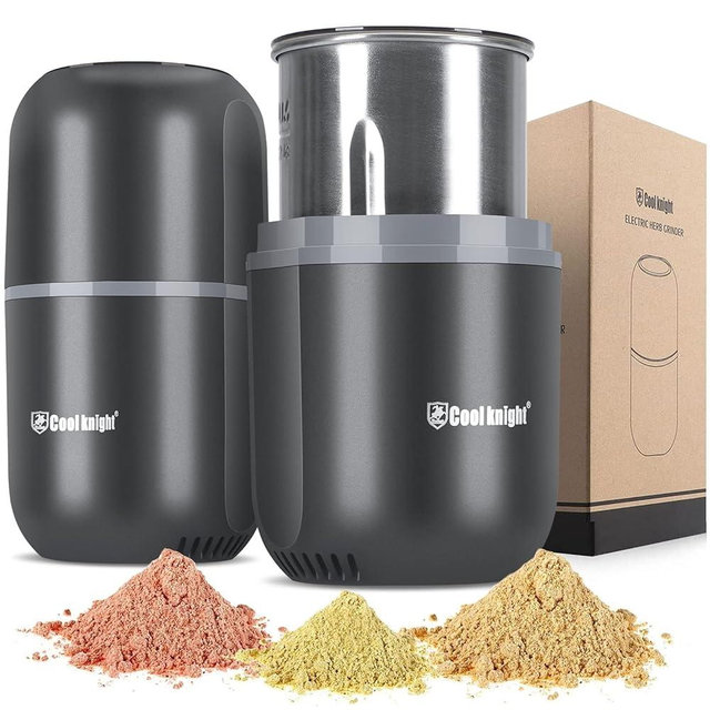 COOL KNIGHT Herb Grinder Electric Spice Grinder [Large Capacity/High Rotating Speed/Electric]- Electric Grinder for Spices and Herbs (Grey 2)
