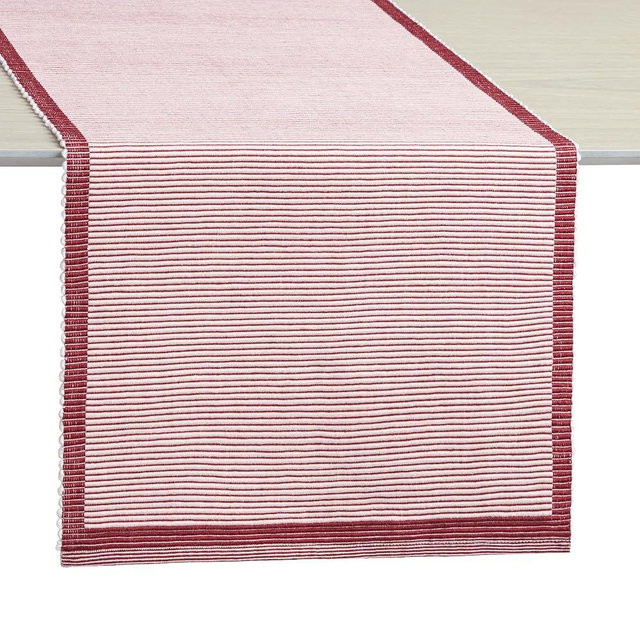 Kate Spade New York Garden Party Reversible 100% Cotton Table Runners Single Set, Woven Ribbed Design, Pink/Rose Pink, 14"x72"