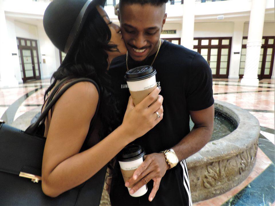 Coffee and kisses with the mister and misses.