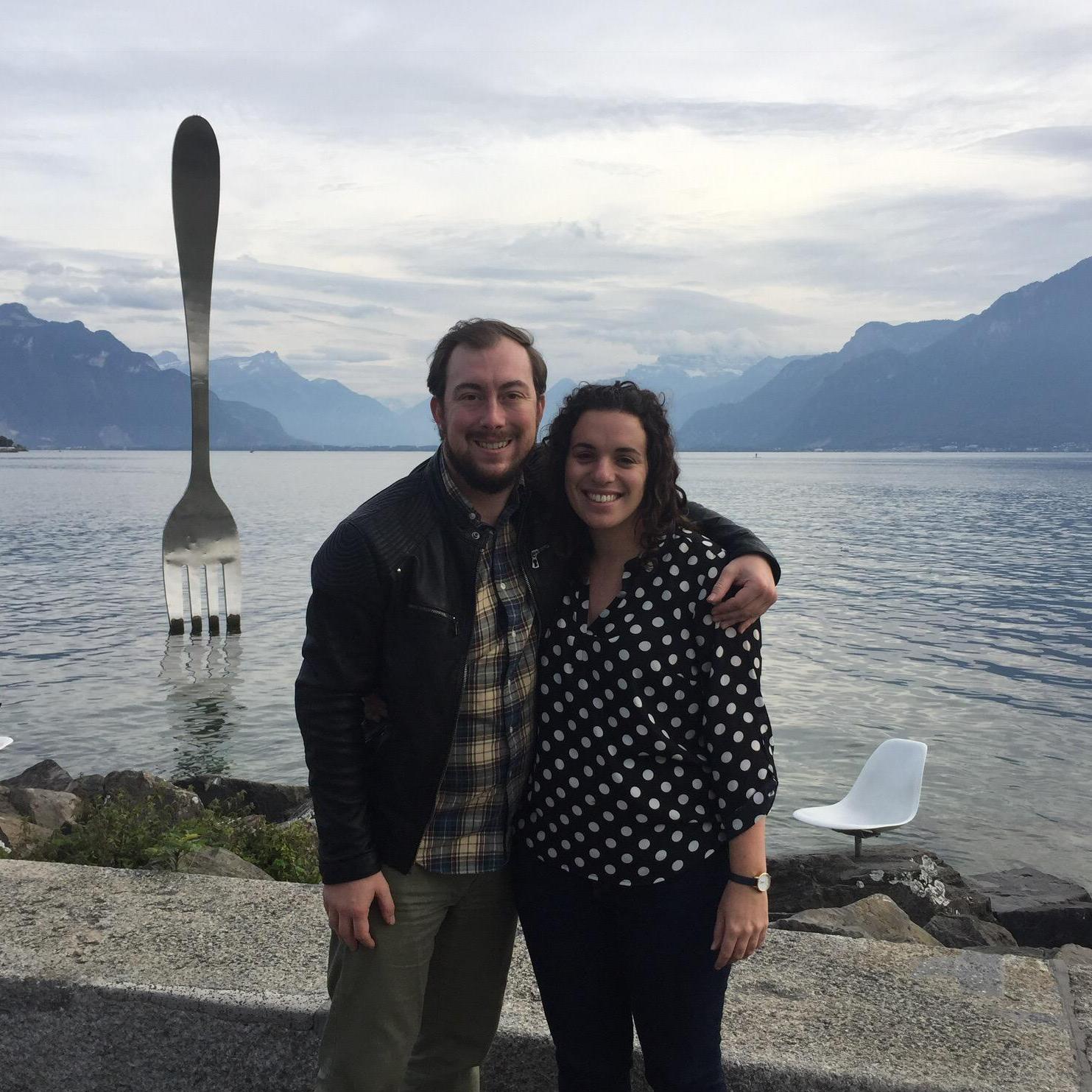 Amanda visiting Elliot at Lake Geneva, Switzerland, during his one-year assignment!