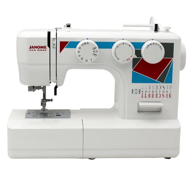 Janome MOD-19 Easy-to-Use Sewing Machine with 19 Stitches, Automatic Needle Threader and 5-Piece Feed Dogs