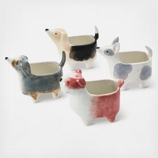 Dolomite Dog Planter, Set of 4