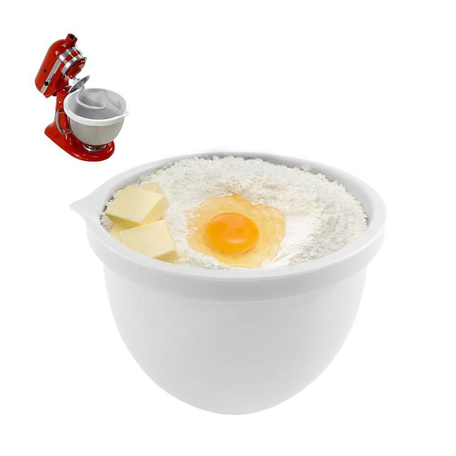 Silicone Liner for KitchenAid 5 Qt Tilt-Head Stand Mixer, Odourless,Thicker, Cold/Heat-Resistant & Non-Stick, Easy Clean, Fits 5 Quart Mixing Bowl with Lid，White