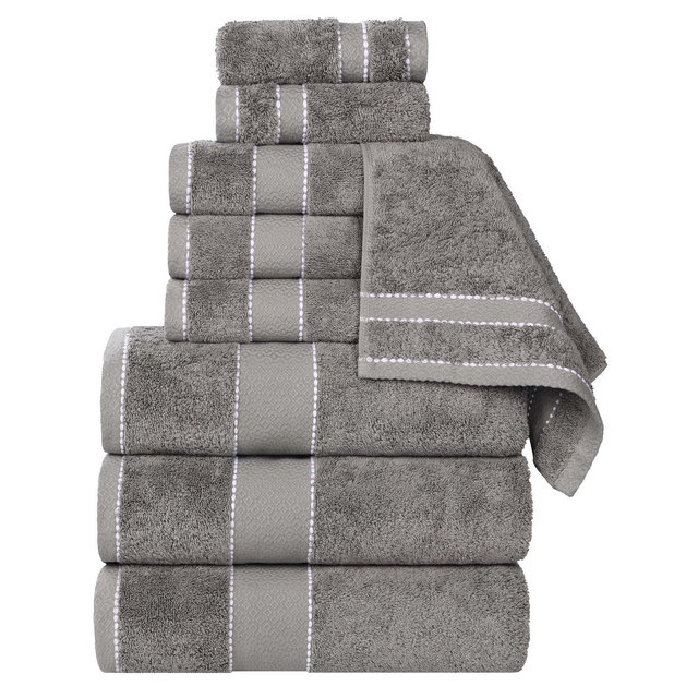 Cotton Heavyweight Ultra-Plush Luxury 9 Piece Towel Set, Charcoal - Blue Nile Mills