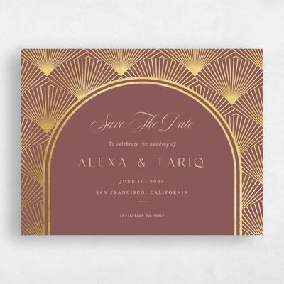 Acorn, Brown Wedding Save the Date - Hayden Landscape Foil