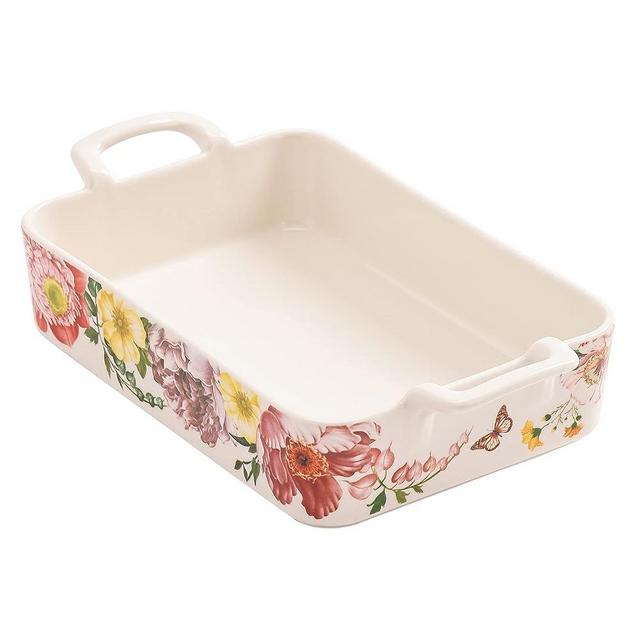 Bico Peony Heaven Stoneware Baking Dish, Lasagna Pan, Medium Rectangular Baking Pan, Casserole Dish, Microwave, Dishwasher and Oven Safe