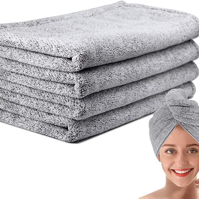 Ultra-Fine Microfiber Hair Drying Towels 44 x 24.5 Inches Thicken Lengthen - pocova Original Magic Instant Hair Dry Wrap for Women Super Absorbent Quick-Drying Hair Towel,1 Pcs Grey