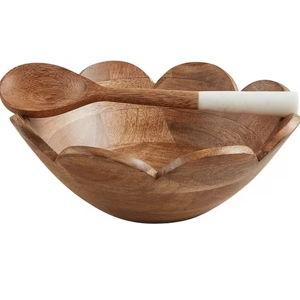 Mud Pie Happy Everything Wood Scallop Bowl & Spoon Set | Dillard's