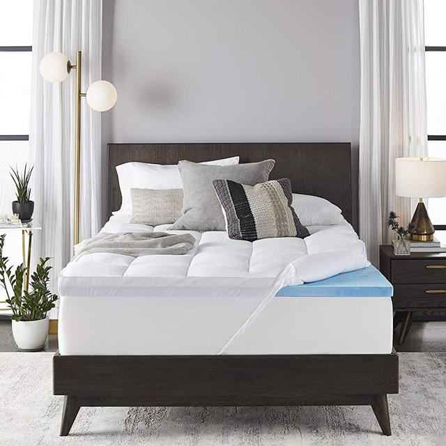 Sleep Innovations 4-inch Dual Layer Gel Memory Foam Mattress Topper Enhanced Support, Full, Made in the USA