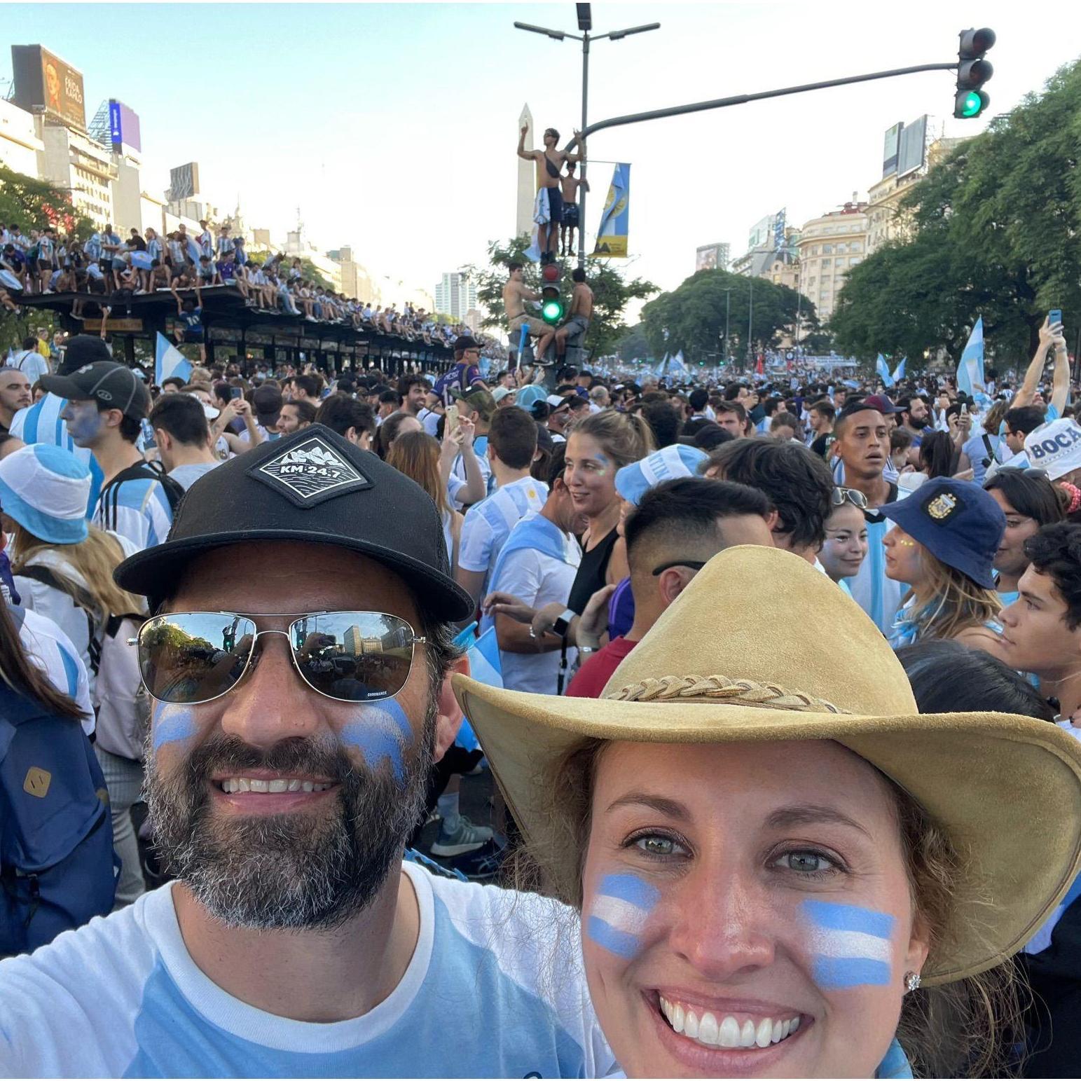 After Argentina's epic World Cup win - Buenos Aires, Argentina. Steph memorized Argentina's various fight songs, and still recites them frequently.