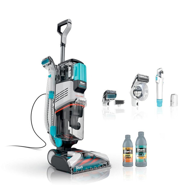 Shark R- EX201 CarpetXpert Upright Carpet, Area Rug & Upholstery Cleaner with StainStriker, Cyan - (Renewed)