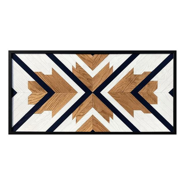 Birch & Buffalo Brixon Accent Wood Decor, Sculpture Wall Art, Western Oak Artwork, Neutral Large Geometric Sign, Framed Boho Hanging, Front Door Aztec Gifts, Big Reclaimed Wood, Farmhouse Kitchen