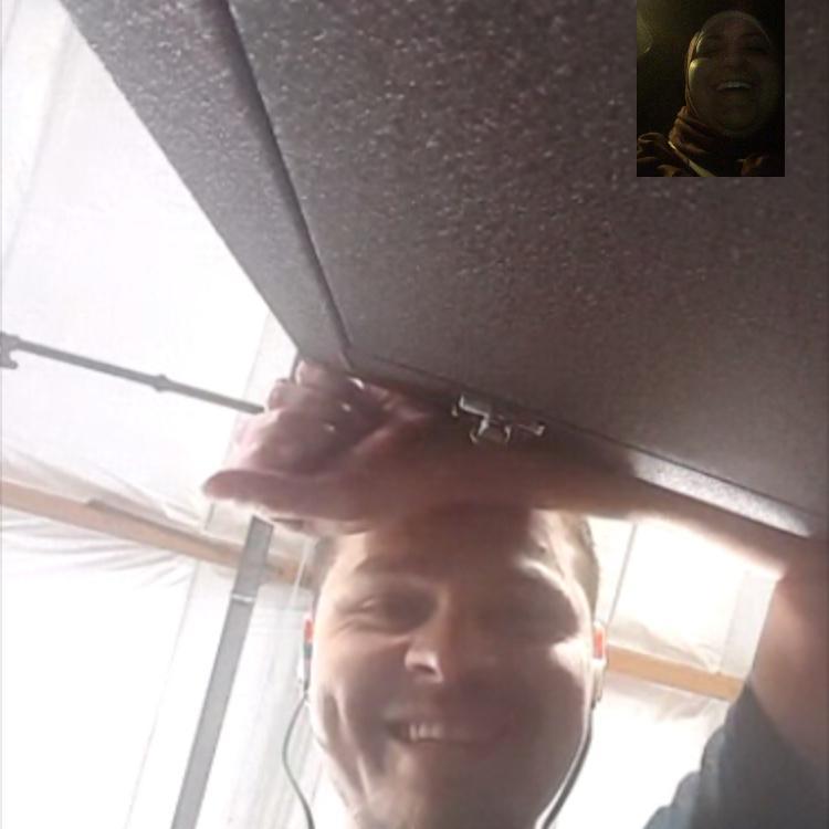 Webcamming while at work, just laughing together